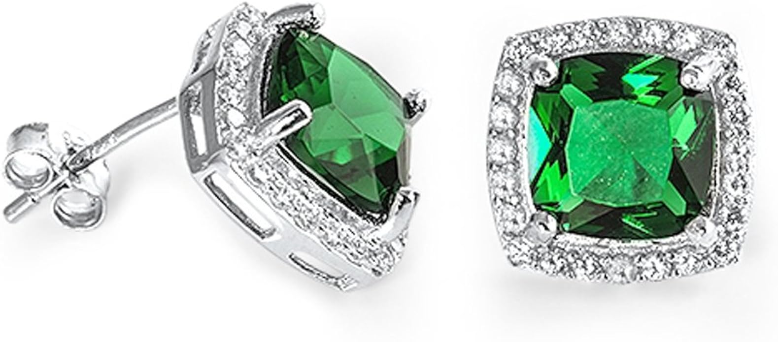 Amazon.com: Studded Vintage Square Fashion Simulated Emerald Clear
