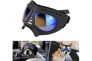 Namsan Clear Dog Goggles for Large Dogs, Wide Snout & Soft Frame, Tactical Driving Sunglasses for Dogs Medium to Large Breed, Anti-UV Dog Eye Protection, Windproof Dustproof, Adjustable, Clear Blue