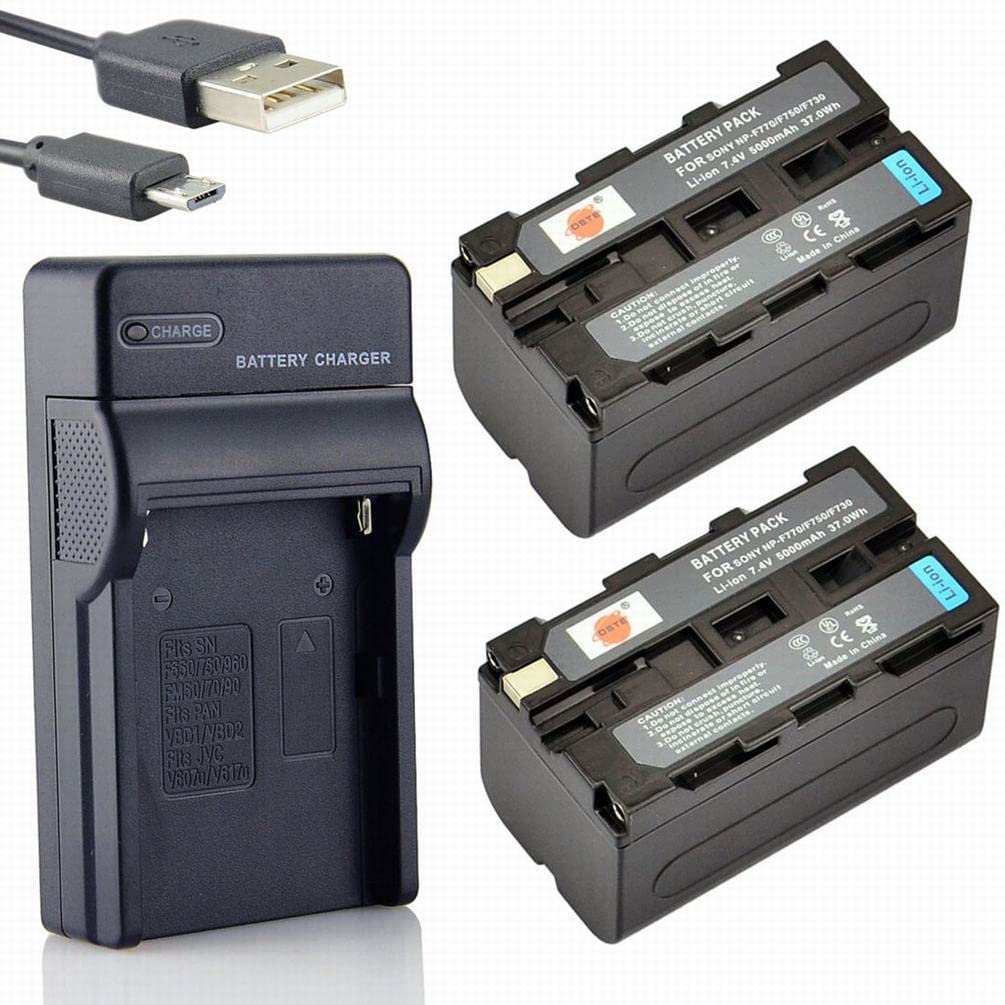 DSTE NP-F750 Li-ion Battery (2-Pack) and Micro USB Charger Suit for Sony CCD-SC5 CCD-SC55 CCD-TRV81 DCR-TRV820K CCD-SC65 CCD-TRV82 DCR-TRV900 CCD-TR3000 CCD-TRV815 DCR-TRV9 CCD-TR3