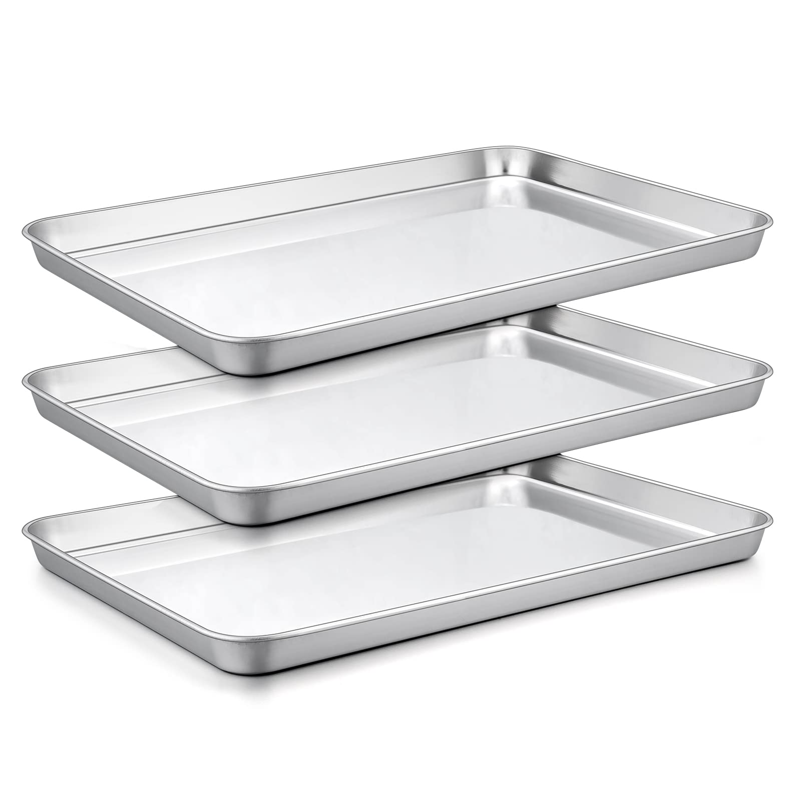 HaWare Oven Baking Tray, Stainless Steel Cookie Sheet Pan Set of 3-31.4 x 24.6 x 2.5 cm,Great for Baking/Cooking/Serving, Healthy & Non Toxic, Mirror Finish & Dishwasher Safe