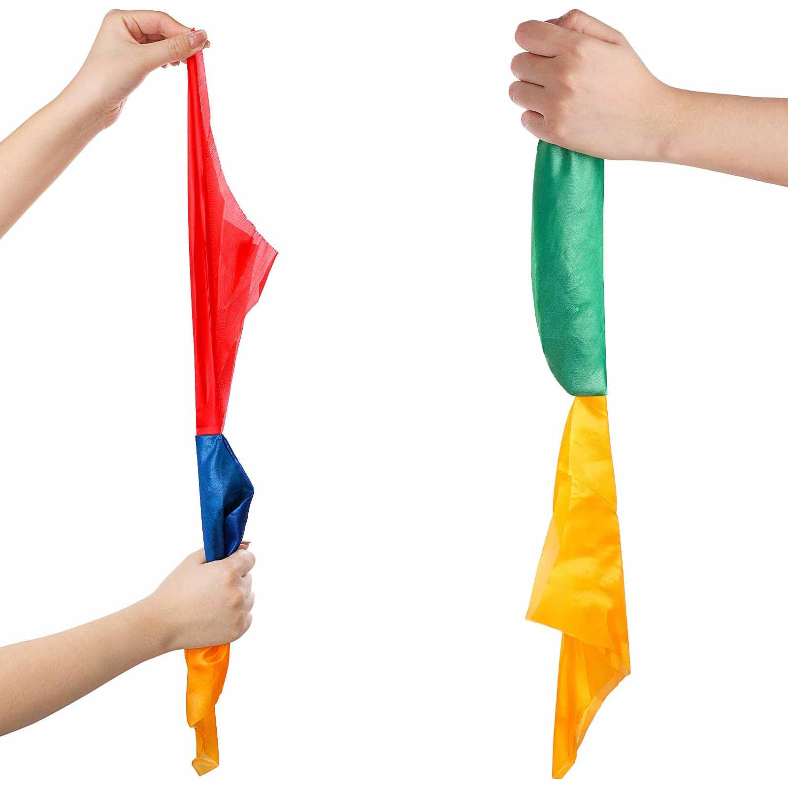 Twzqsyw Magic Scarf 2 Pieces Hanky Props Scarf Color Changing Handkerchief Easy Hanky Magic Trick Street Magic Trick Props for Children's Parties Birthday, Blue Yellow Red Green