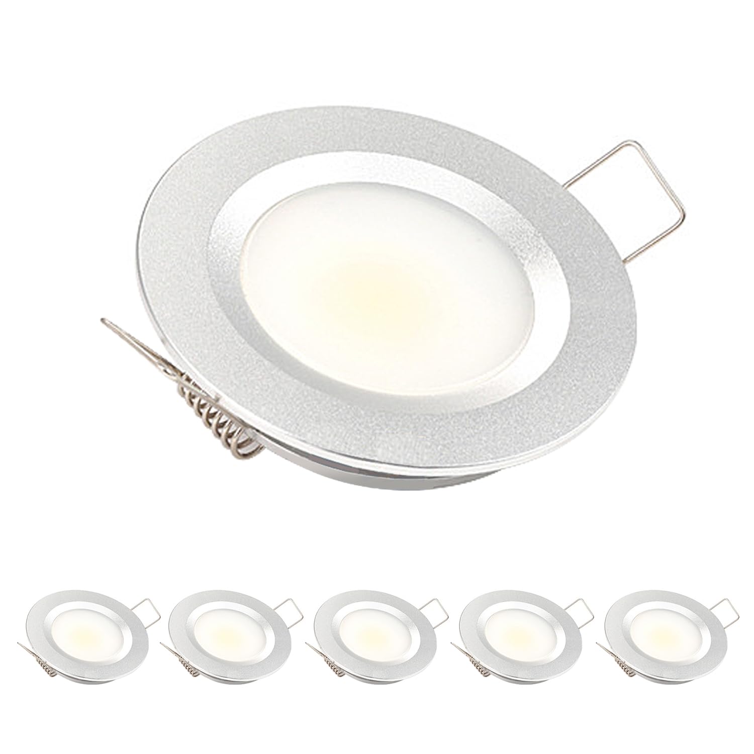 Kiwinvou 6 Pack 2.5W 215LM 3000K Aluminum Downlights Spot Lights, DC 12V LED Ceiling Light for Cabinet,Motorhome Boat Camper etc