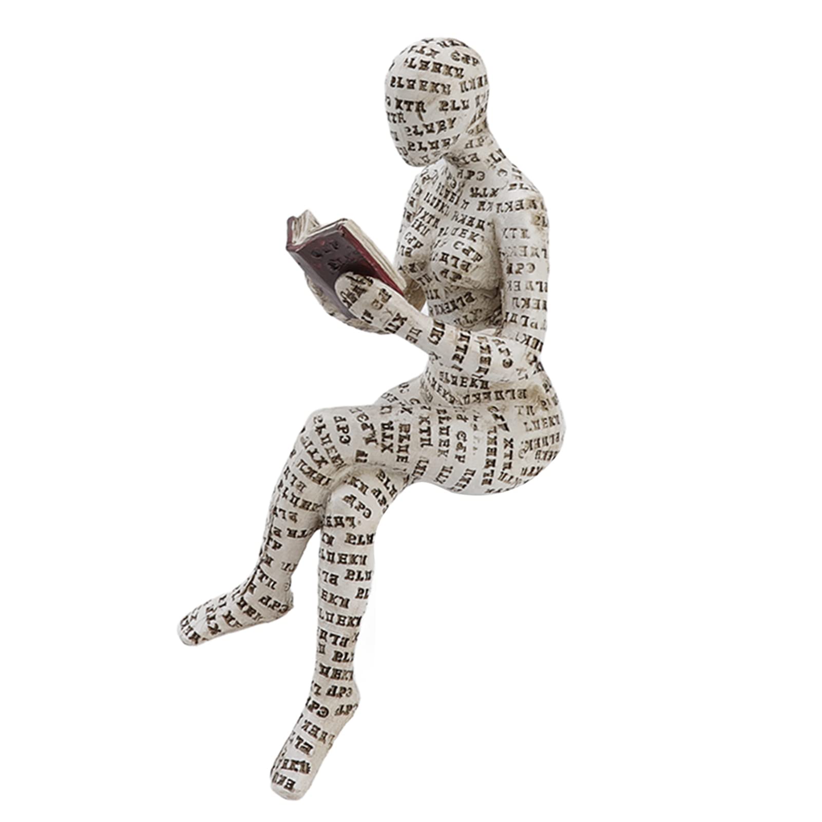 TOPINCN Resin Reading Woman Figurine Innovative Lady Reading Pulp Molding Bookshelf Ornaments for Home Decoration (F)
