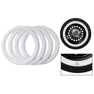 thumbnail image 2 of Bamboli Whitewall Tire Toppers – 4-Pack Portawall Rubber Rings, 15 Inch, Vintage Look 2 of 6