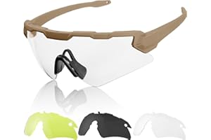 1TG Tactical Safety Shooting Glasses - Anti-Fog Tactical Goggles with 3 Lens & Hard Case, Impact-Resistant Protective Eyewear
