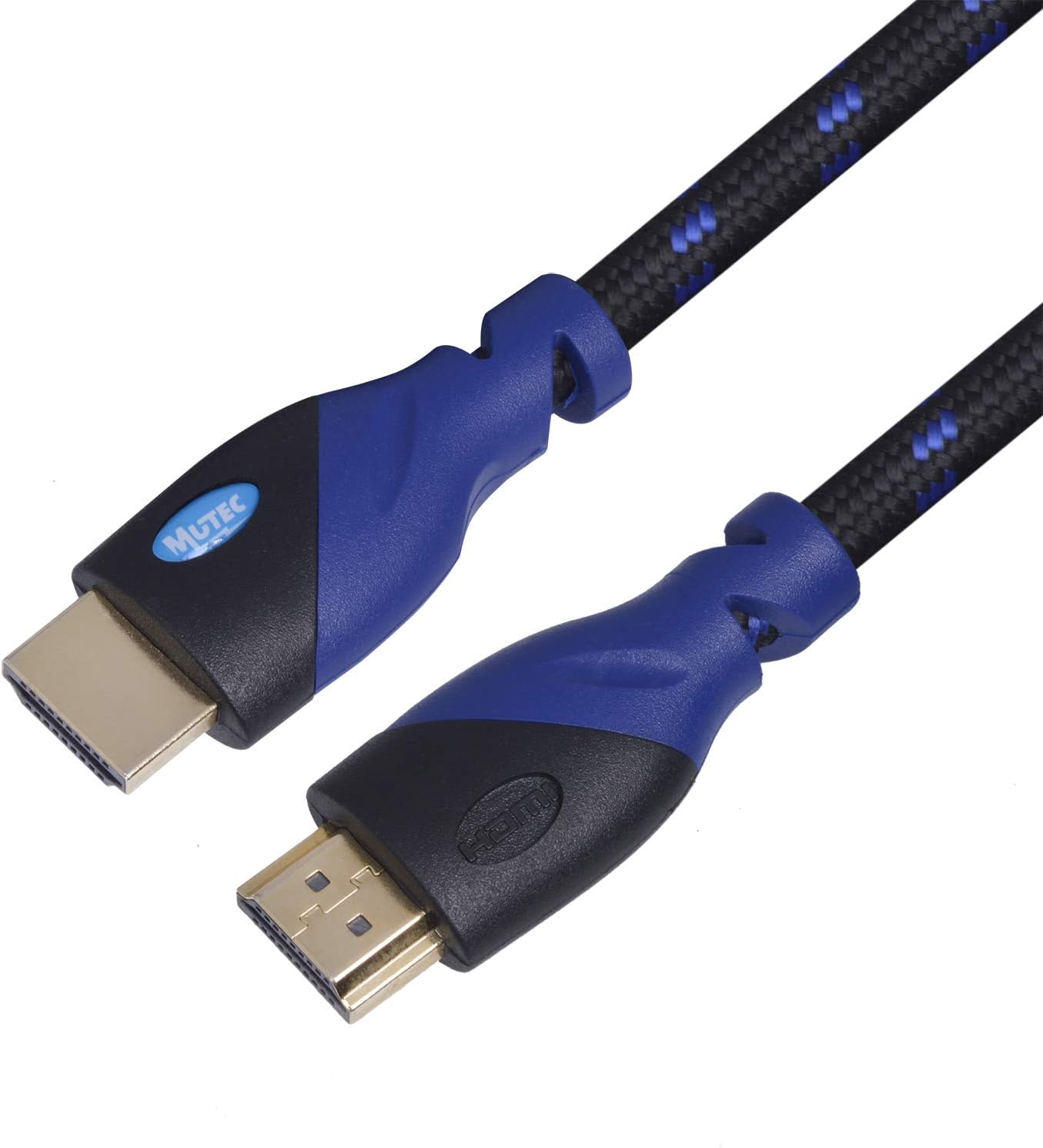 MutecPower PREMIUM Pack of 5 HDMI cables + 2 cable ties - 2 meter - Blue braided - 5 pack 2M, 2 meter - 5 Pack - Image 4