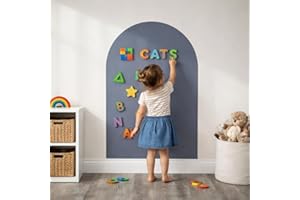 Magnetic Wall Decal for Kids Room – Arch Self-Adhesive Magnetic Chalkboard Wall (40 x 32 in) with Dust-Free Crayons & Cloth –