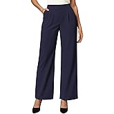 SEMARO Womens Wide Leg Dress Pants Crossover High Waist Stretch Casual Work Slacks Trousers with Zipper Pocket