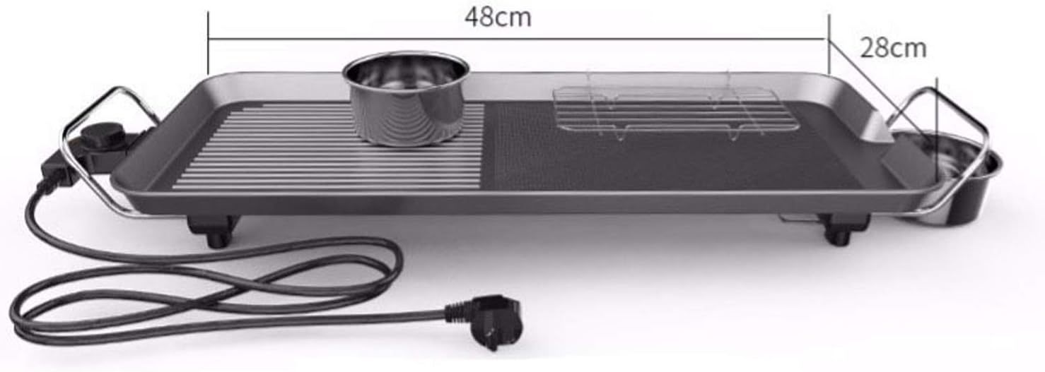 review BDHBB 110V Electric Griddles, Teppanyaki Grills, Contact Grills, Portable Electric Grill Indoor, with Barbecue Medical Stone Non-Stick Pan