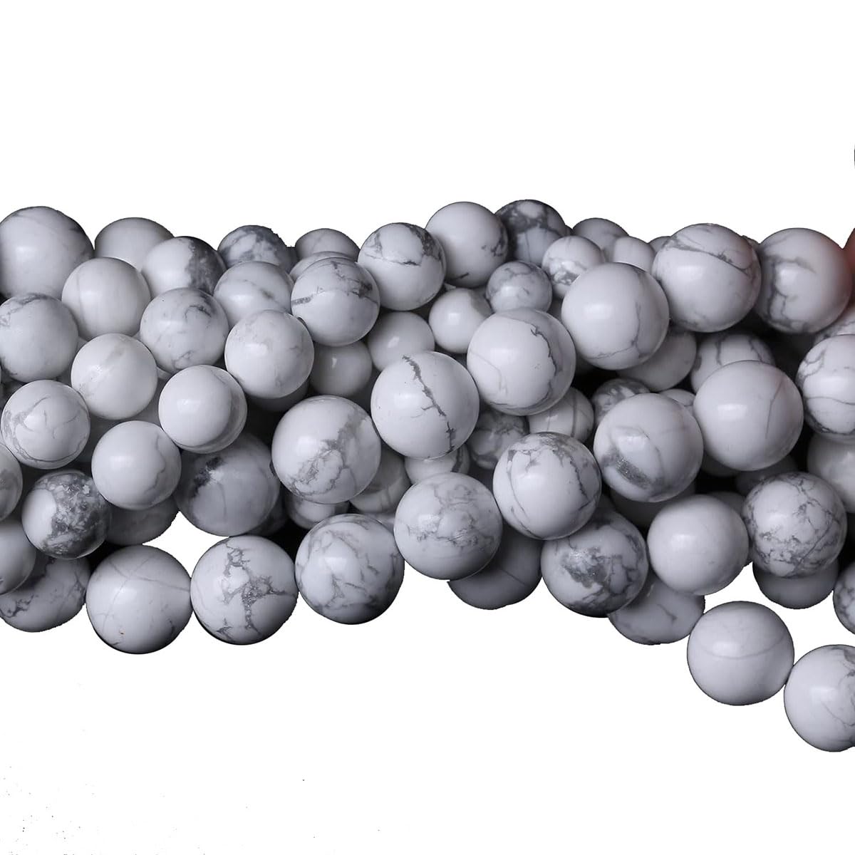 10mm Natural White Howlite Beads Round Semi Precious Gemstone Loose Beads for Jewelry Making (38-40pcs/strand)