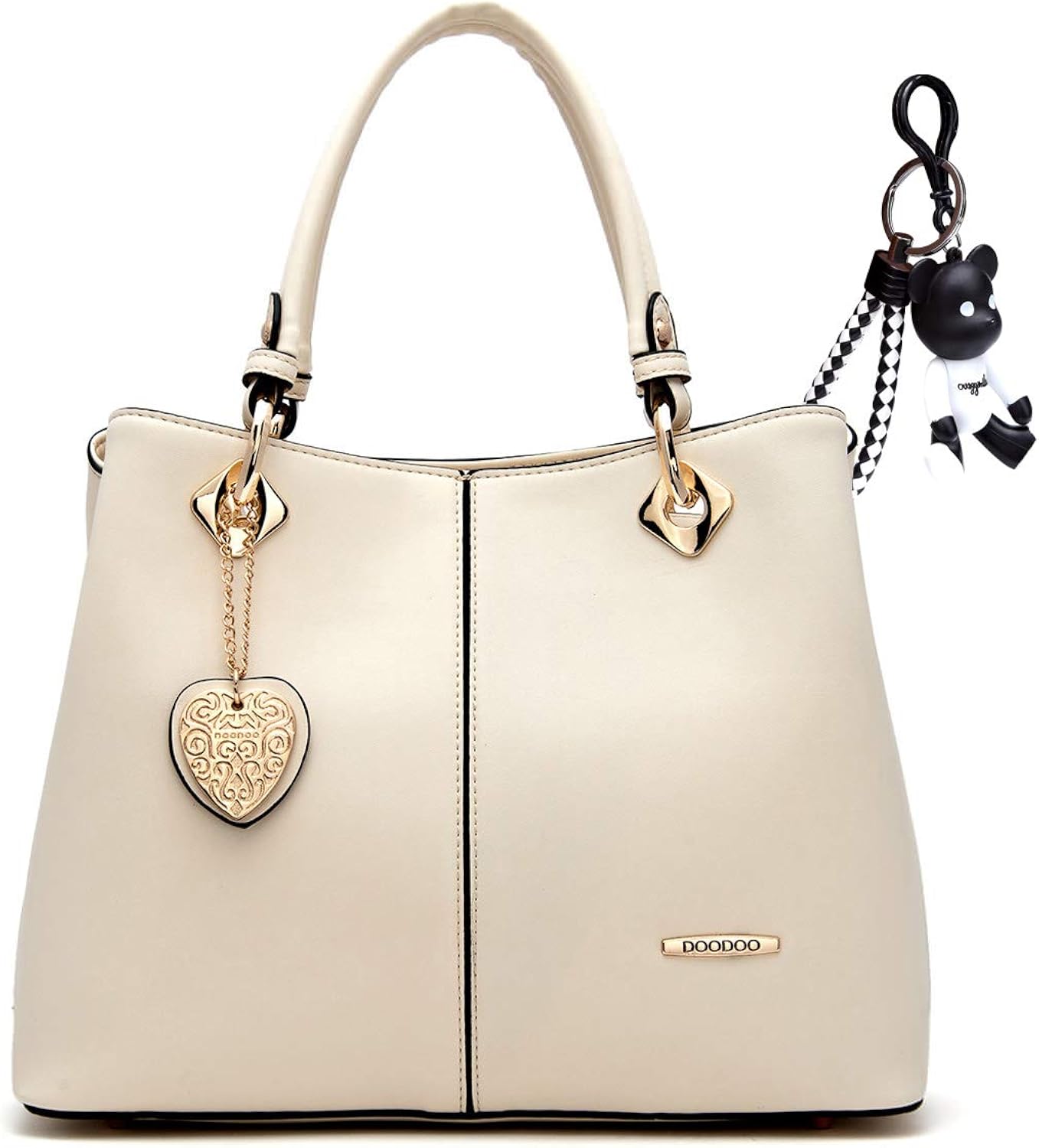 DEERWORD Women's Handbags Shoulder Bags Top-Handle Faux Leather Convertible Tote Crossbody Hobo White