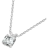Amazon Essentials Platinum-Plated Sterling Silver Solitaire Pendant Neckalce made with Infinite Elements Cubic Zirconia, 16", (previously Amazon Collection)