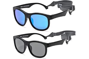 NULOOQ Flexible Polarized Baby Sunglasses with Adjustable Strap for Toddler Newborn Infant Age 0-24 Months
