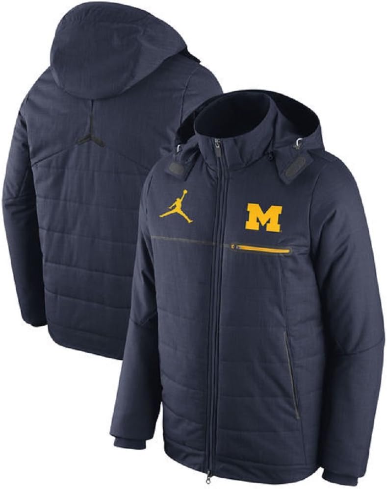 jordan university of michigan football navy sideline flash heavyweight jacket