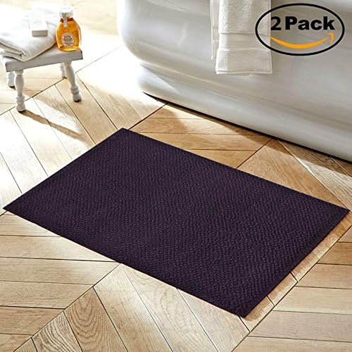 VALUE HOMEZZ 100% Cotton Rug (2 piece bathroom rug set) Bubble Design bath mat Chenille Bath Rugs Size 20 x 32/20 x 32 Anti-Slip Machine washable Bathmat (Purple)