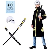 Halloween Cosplay Costume full set for mens Anime Kimono Robe Outfit | with Sword Spotted Hat Death Stickers