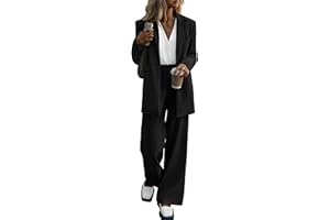 KIRUNDO Women's 2024 Fall 2 Piece Blazer Set Casual Loose Long Blazer Jackets and Dressy Wide Leg Pant Suits with Pockets