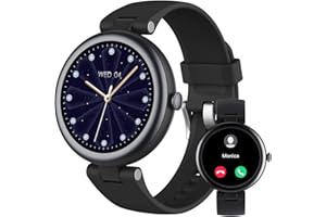 SHANG WING Fitness Tracker, Round Fitness Watches for Women with Bluetooth Call Heart Rate Monitor Sleep Tracker Calorie/Step Counter, Birthday Gift for Women Lady Mom Waterproof (Black)