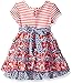 Rare Editions Girls' Coral/White/Chambray Print Mixing Dress
