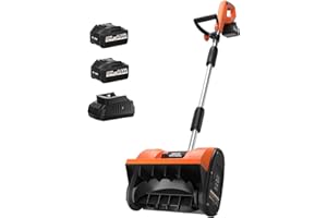 Habitio Snow Shovel Cordless, 20V | 12 Inch Electric Snow Blower with 2 X 4.0Ah Replaceable Batteries & Fast Charger Up to 50 Mins, Electric Shovel with Directional Plate & Adjustable Front Handle