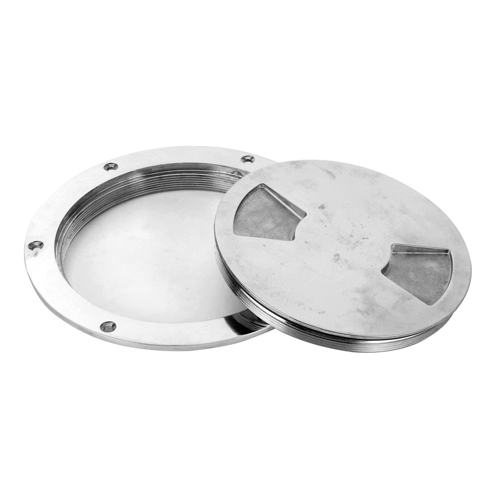 Fockety 6In Deck Plate, High Strength 316 Stainless Steel Round Deck Plate Hatch Mirror Polished with Detachable Cover, Waterproof Inspection Hatch Plate Marine Hardware for Ship Boat Yacht