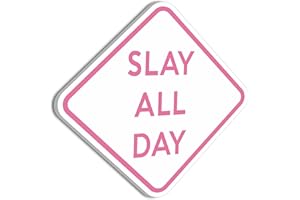 HK STUDIO Slay All Day Funny Poster 11" x 11" - Funny Signs for Dorm, Teen Room Decor, Aesthetic Room Decor, Downtown Girl Room Decor, Coquette Room Decor, Hypebeast Room Decor