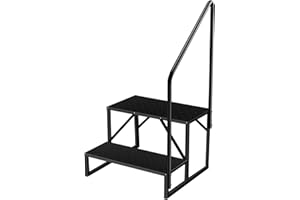 FRUYYZL 2 Step Stool Ladder, Hot Tub Steps with Anti-Slip Pedals and Handrail Update 3.0, RV Stairs Outdoor, Heavy Duty Ladder for Travel Trailers Camper 5th Wheel RV Mobile Home Porch