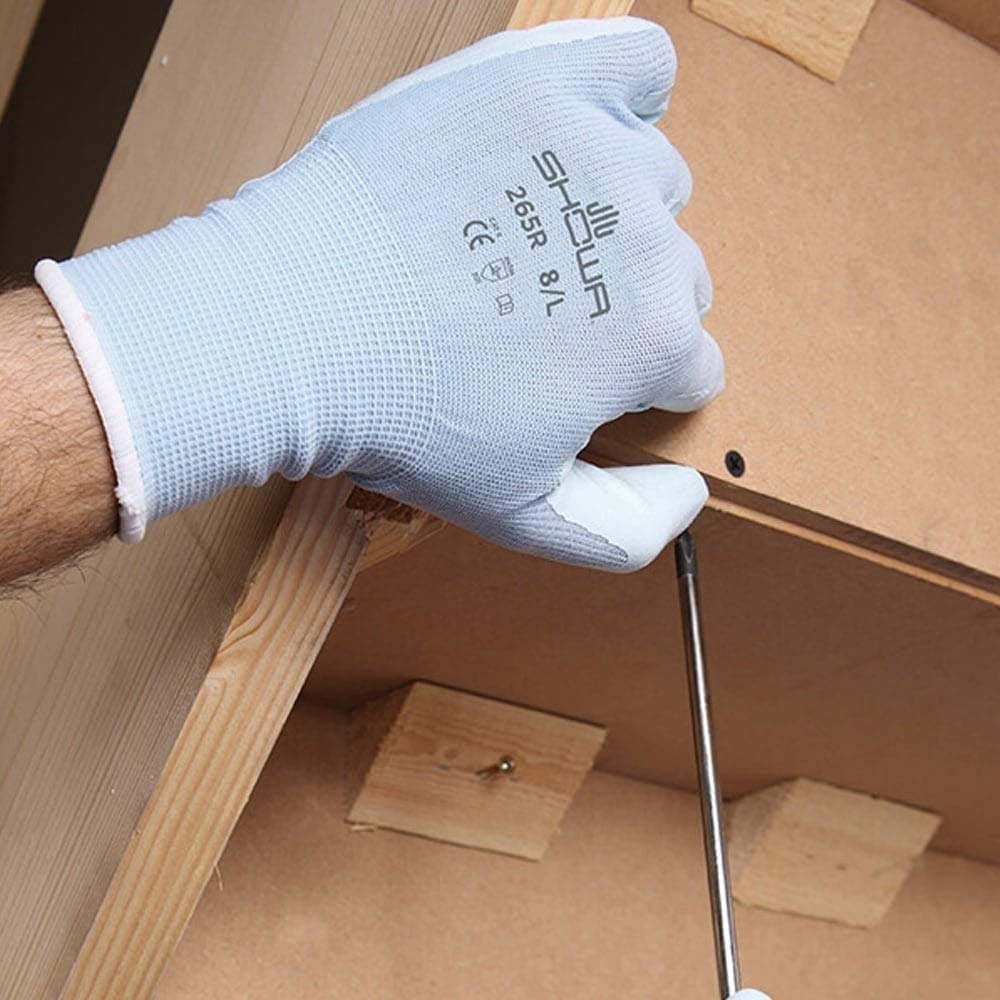 Showa Gloves SHO265-L No.265 Assembly Grip Glove, Size: L, Light Blue - Image 4