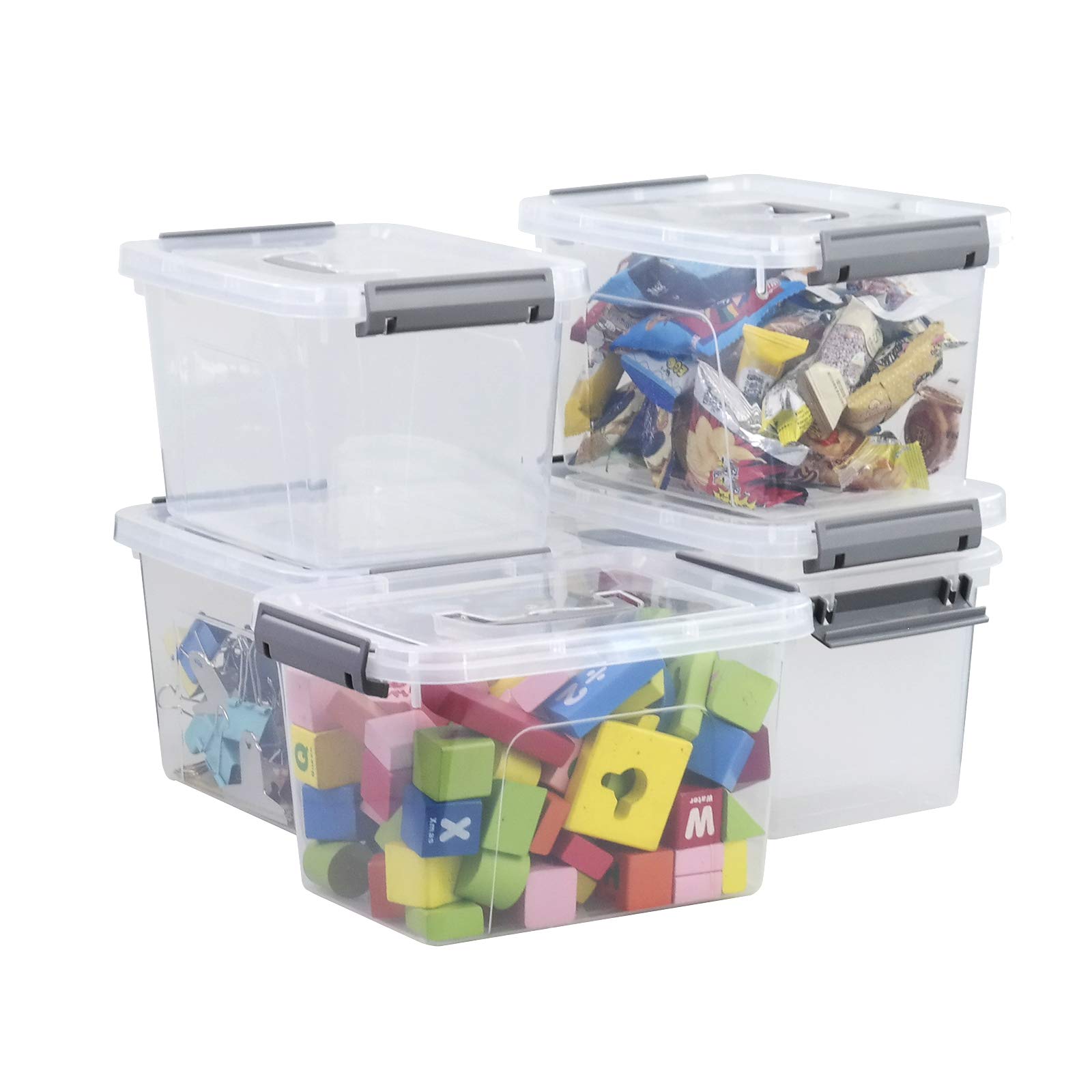 Kiddream Set of 6 Plastic Boxes with Lids, 5.5 Liter Plastic Storage Containers