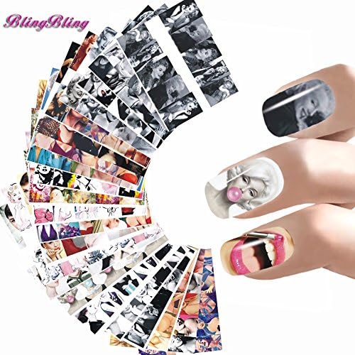 BlingBling Art 24 Styles Nail Sticker Women Nail Art Water Decals Marilyn Monroe Nail Wraps Audrey Hepburnl Stickers Nails Accessoires