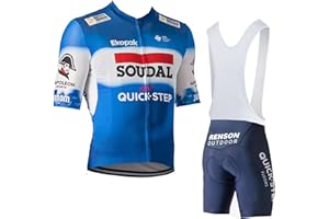 SGCIKER Pro Team Soudal Quick Step Cycling Jersey Set,Summer Cycle Shirt MTB Bike Clothing Bib Short Kits 9D Gel Pad