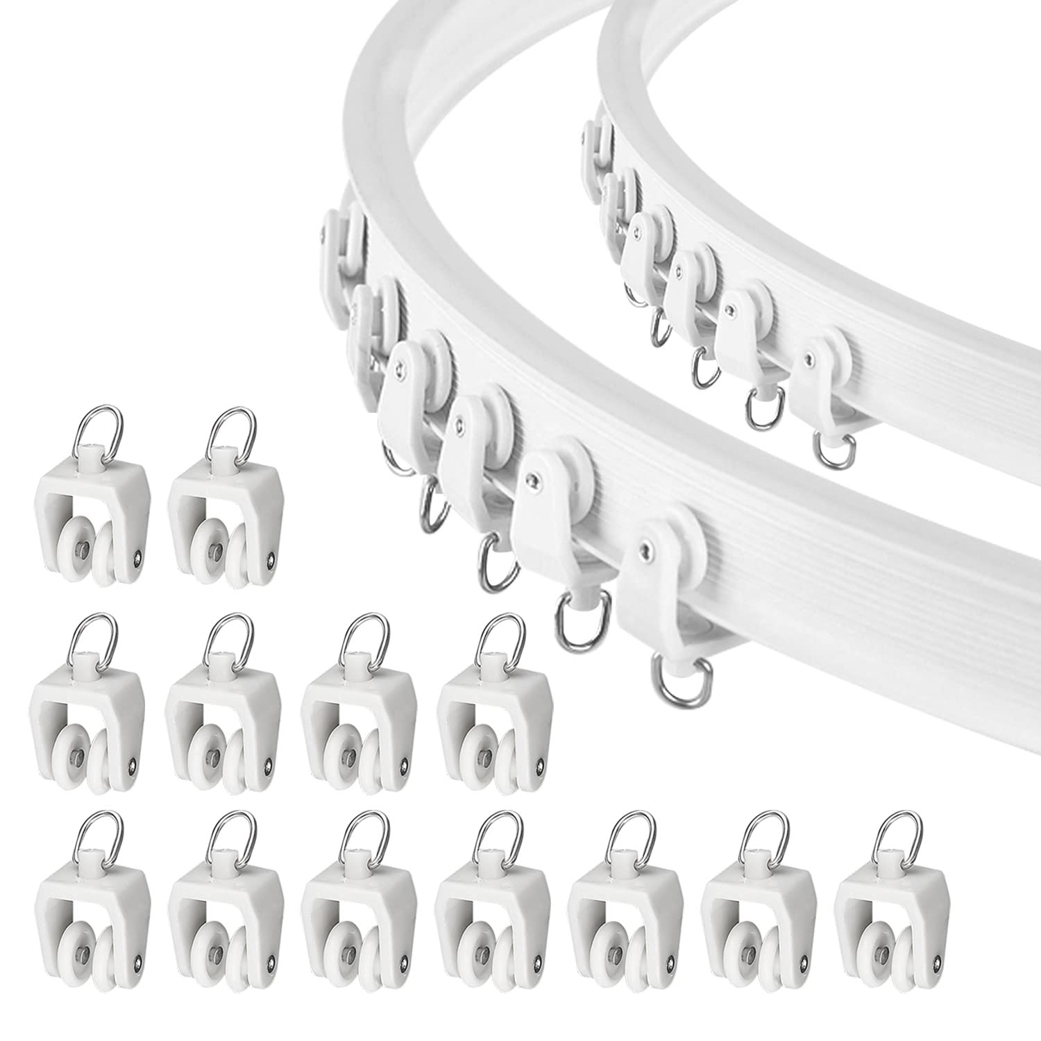 Ceiling Curtain Track Flexible Bendable Rail Gliders for Windows Shower Tracks, 40 Pcs