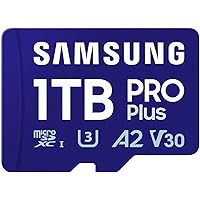 Samsung PRO Plus microSD Memory Card + Adapter, 1TB MicroSDXC, Up to 180 MB/s, Full HD & 4K UHD, UHS-I, C10, U3, V30, A2 for 
