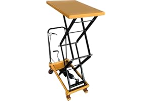 VisHomeYard Double Scissor Lift Table Manual Hydraulic Table Cart Simple Operation Elevating Cart for Freight Lifting Heavy Duty Lift Table Cart for Home Garage, Factories, Supermarkets