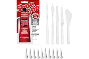 SHOEGOO Shoe Goo Black Shoe Repair Adhesive Bundle: Includes 10 Snip Tip Applicators and a Set of 5 Plastic Spreader Tools by 203Brands to Provide Optimal Spread on Any Given Angle or Surface