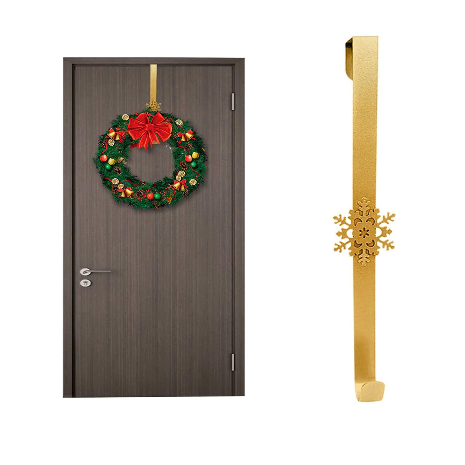 Wreath Hanger for Front Door,Christmas Wreath Hanger, Door Wreath Hanger Over the Door 38 cm Metal Silver Hanging Hooks for Christmas Party Decor Home Office Wall Wreaths Decor