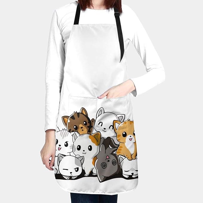 Cute Cat Group Apron WaterProof for Women 2 Pockets and