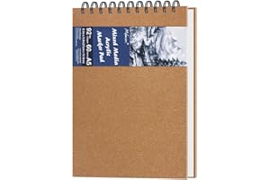 WANSHUI 8.3" x 5.8" Mixed Media Sketchbook, Top Spiral Bound Art Journal Sketchbook, 60 Sheets 92LB/150 GSM Acid-Free Bright White Drawing Paper for Adults Beginners Artists.Orange Yellow