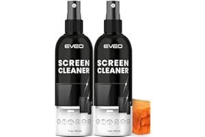 EVEO Screen Cleaner Spray - TV Screen Cleaner Spray and Microfiber Cloth kit, Computer Screen Cleaner & Car Screen Cleaner for TV, Monitor, Laptop, MacBook, iPad, iPhone and Electronic Devices - 2 Pack
