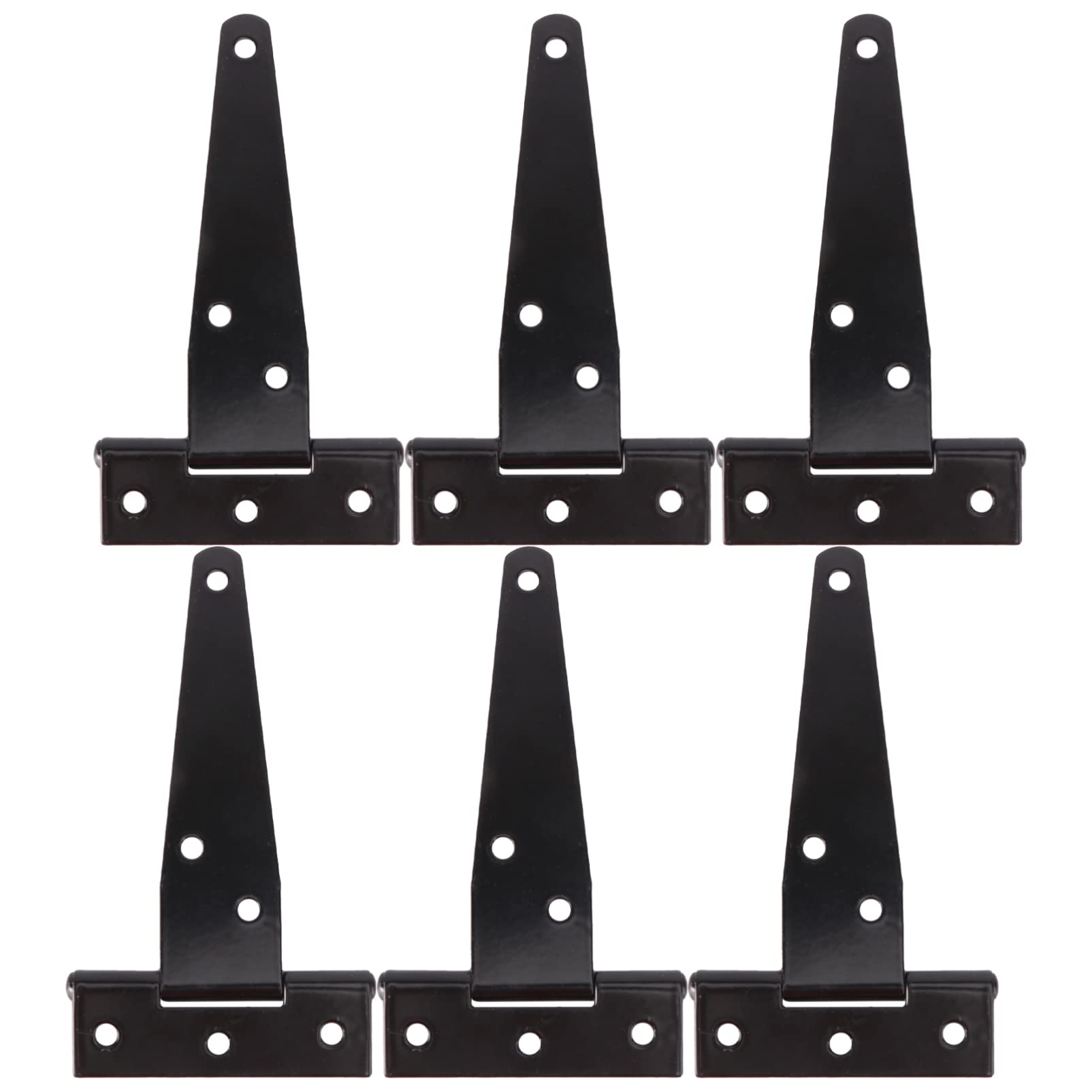 Yarnow 6pcs T Hinges in Black Iron T-Strap Shutter Hinge Strap Hinges for Storage Shed Door Barn Door Gates 4 Inch