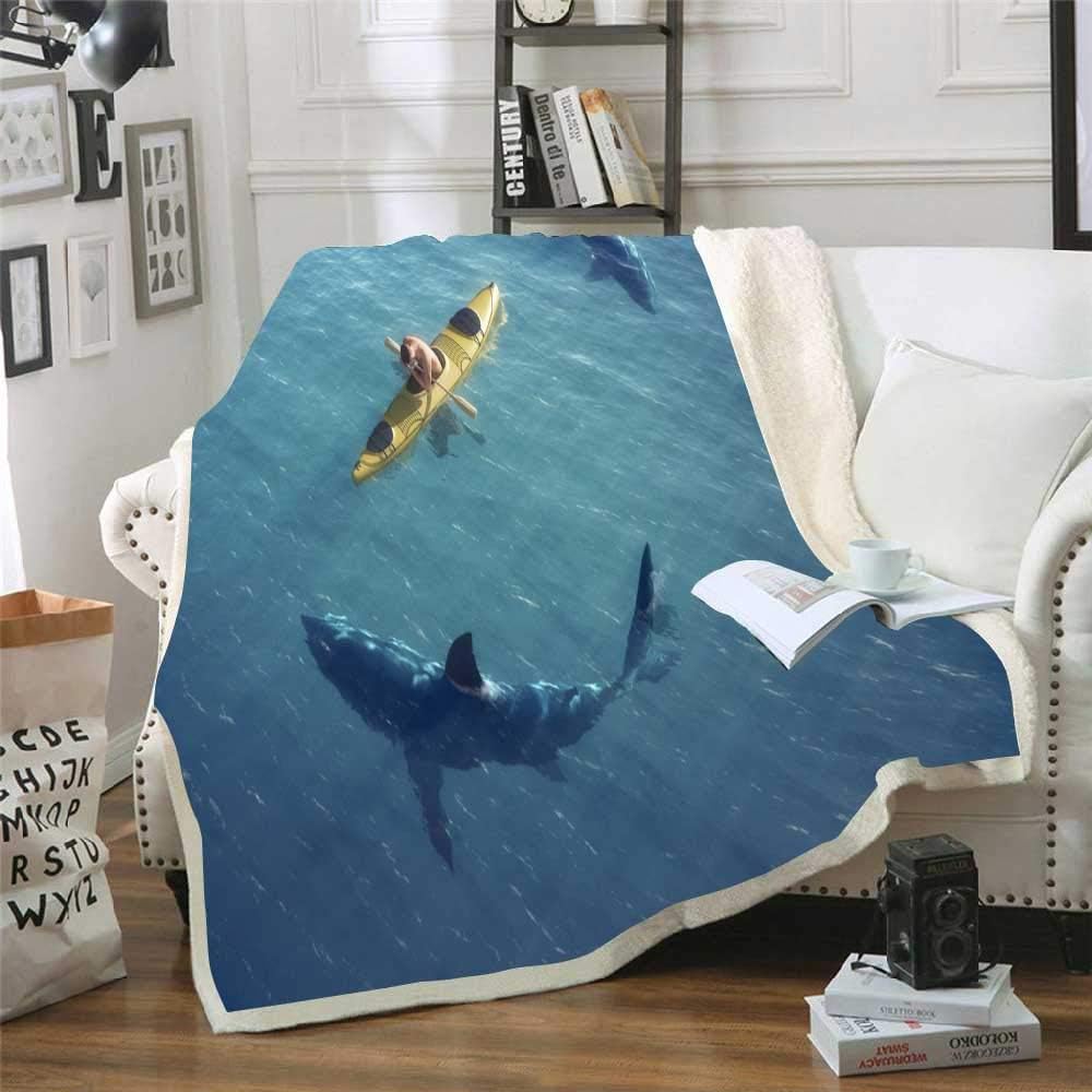 Shorping Warm Blankett, Heavy Blanket Travel Blanket Large Girls Throw Blanket Boys Blanket Man in Kayak was Vintage Throw Blanket Kids Throw Blanket 60X80 Inchs Bed Throw Blanket