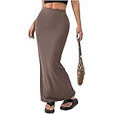GORGLITTER Women's Trendy Bodycon Maxi Skirts Casual Boho Dressy High Waisted Elastic Waist Pencil Long Midi Skirts 2026
