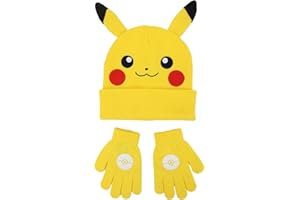 Pokémon Pikachu 3-D Ears Cosplay Kids Beanie and Gloves Set