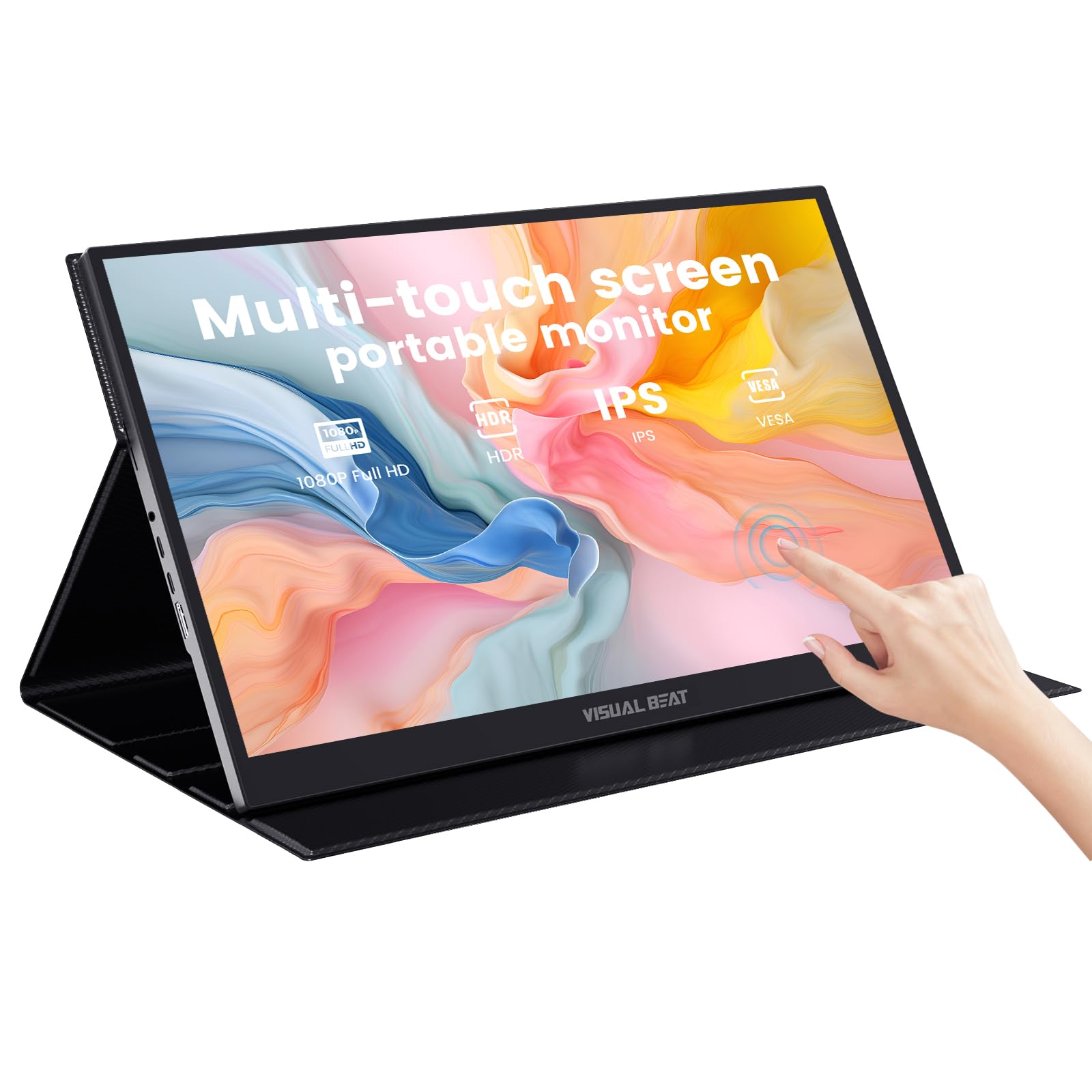 Photo 1 of Visual Beat Portable Touch Screen Monitor 17.3'' 1080P IPS USB-C Extended Display with Smart Cover, USB2.0, HDMI, Dual Speakers, VESA - for Laptop, PC, Mac, Phone, PS3/4/5, Xbox, Switch.