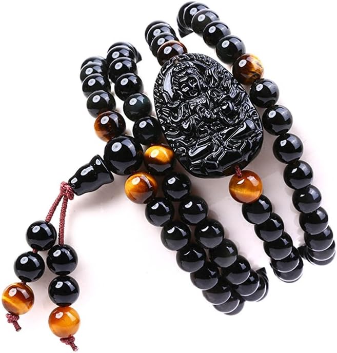 Jan Dee Natural Healing Power Obsidian Buddha Crystal Bracelet Multi Circle Bracelet