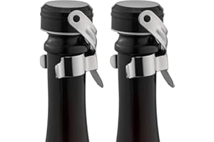 WOTOR Champagne&Wine Bottle Stoppers Stainless Steel with Food Grade Silicone, Leak Proof Keep Fresh Reusable Saver, Cork Suitable for Wine, Champagne, Cava, Prosecco and Sparkling (2 Pack Silver）