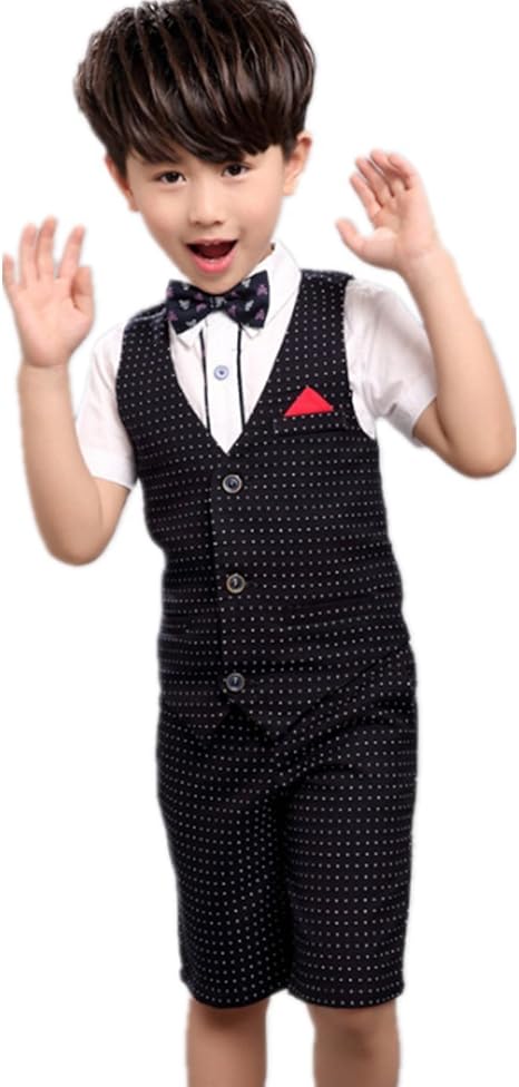 Amazon ラッキージャパン 2カラー フォーマルスーツ 男の子 フォーマル半袖 夏用 キッズスーツ 子供スーツ ベスト 半ズボン 卒業式 入学式 子供フォーマルタキシード 七五三 結婚式 発表会 ピアノ演奏会 90cm ホワイト フォーマル 通販