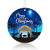 Christmas Nativity Scene Ornament Tree Decoration Religious Christian Double-Side Ornaments Keepsake Gift Christmas Tree Ornament 3''