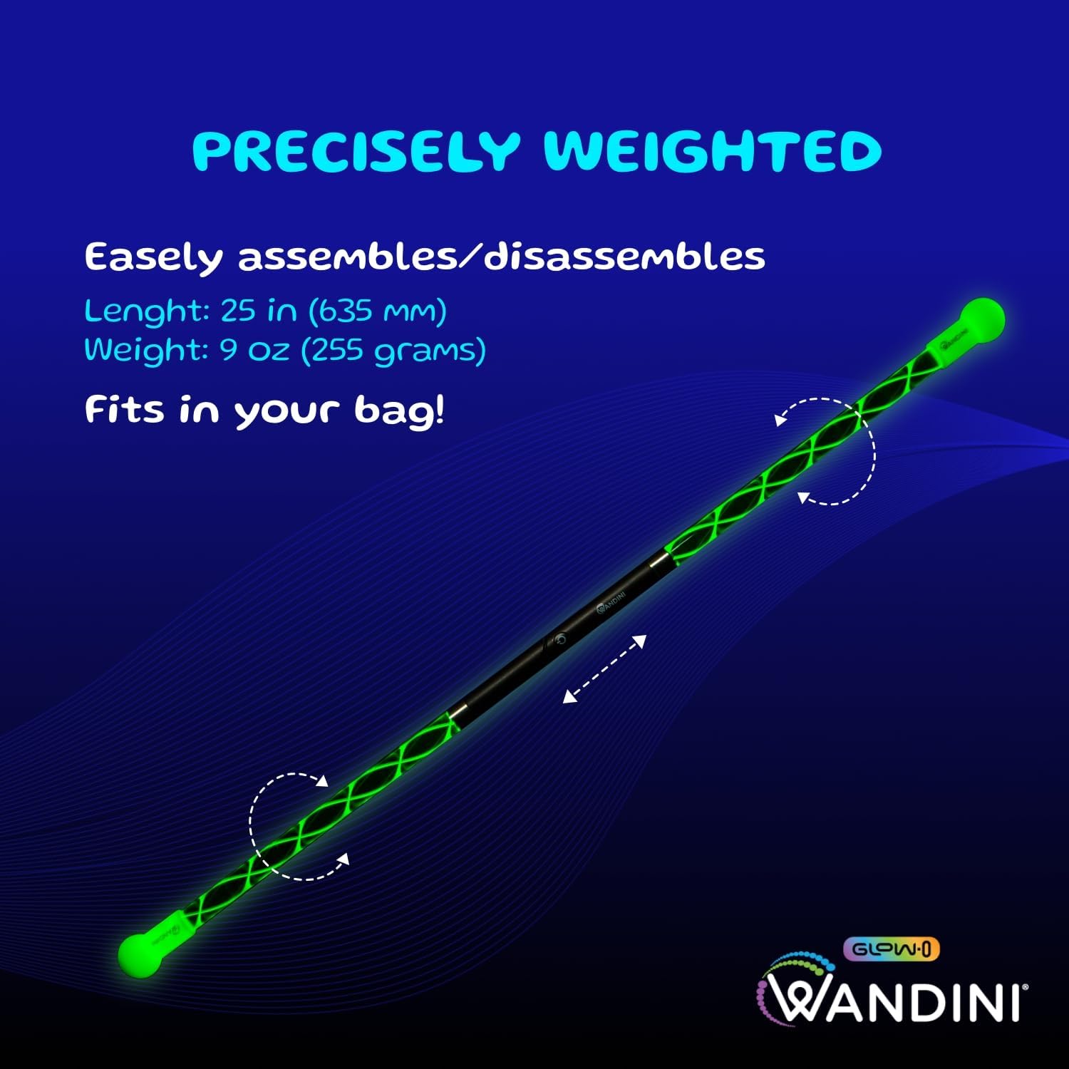 Glow.0 Magic Wand Collapsible LED Levitation Wand - USB Rechargeable Floating Wand - LED Light Wand with 22 Color Light Modes – Patented, Expertly Balanced LED Flow Wand Levitation Stick