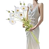 IPOPU 43.3" White Poppy Flowers Artificial Flowers 6pcs Fake Silk Poppies Long Stem Artificial Flowers for Tall Vase for Wedding Party Home Decor(Wihte)